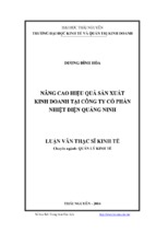 Nâng cao hiệu quả sản xuất kinh doanh tại công ty cổ phần nhiệt điện quảng ninh