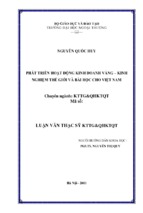 Luận văn thạc sĩ quản trị kinh doanh phát triển hoạt động kinh doanh vàng   kinh nghiệm thế giới và bài học cho việt nam