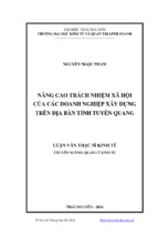 Nâng cao trách nhiệm xã hội của các doanh nghiệp xây dựng trên địa bàn tỉnh tuyên quang