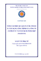 Nâng cao hiệu quả quản lý đầu tư xây dựng công trình của công ty cổ phần tư vấn xây dựng tổng hợp (nagecco)