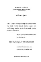 Chất lượng mối quan hệ giữa nhà cung cấp dịch vụ và khách hàng  nghiên cứu trường hợp khách hàng công nghiệp ngành dịch vụ viễn ( www.sites.google.com/site/thuvientailieuvip )