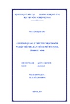 Luận văn thạc sĩ quản lý kinh tế giải pháp quản lý thuế thu nhập doanh nghiệp trên địa bàn thành phố bắc ninh, tỉnh bắc ninh