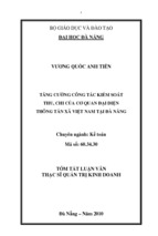 Luận văn thạc sĩ tăng cường công tác kiểm soát thu, chi của cơ quan đại diện thông tấn xã việt nam tại đà nẵng