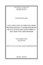 Luận văn thạc sĩ tăng cường công tác kiểm soát nội bộ đối với doanh thu và chi phí kinh doanh dịch vụ tại ngân hàng nông nghiệp và phát triển nông thôn bình định