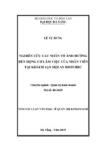 Nghiên cứu các nhân tố ảnh hưởng đến động cơ làm việc của nhân viên tại khách sạn hội an historic