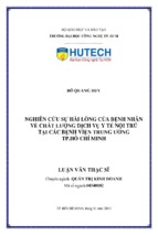 Nghiên cứu sự hài lòng của bệnh nhân về chất lượng dịch vụ y tế nội trú tại các bệnh viện trung ương thành phố hồ chí minh