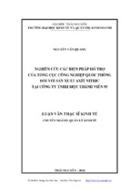 Nghiên cứu các biện pháp hỗ trợ của tổng cục công nghiệp quốc phòng đối với sản xuất axít nitric tại công ty trách nhiệm hữu hạn một thành viên 95