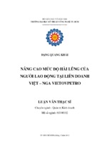 Nâng cao mức độ hài lòng của người lao động tại liên doanh việt   nga vietovpetro