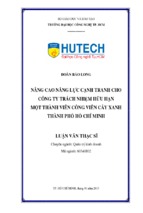 Nâng cao năng lực cạnh tranh cho công ty tnhh một thành viên công viên cây xanh thành phố hồ chí minh