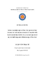 Nâng cao hiệu quả công tác quản lý dự án đầu tư xây dựng cơ bản từ nguồn vốn ngân sách nhà nước của các ban quản lý dự án trên địa bàn tỉnh bà rịa vũng tàu