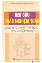 Bộ đề thi trắc nghiệm môn toán   920 câu full đáp án.