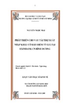 Phát triển cho vay tài trợ xuất nhập khẩu có bảo hiểm tỷ giá tại eximbank chi nhánh bình dương ( www.sites.google.com/site/thuvientailieuvip )