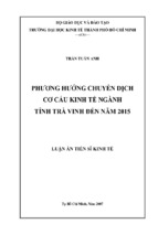 Phương hướng chuyển dịch cơ cấu kinh tế ngành tỉnh trà vinh đến năm 2015