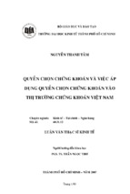 Quyền chọn chứng khoán và việc áp dụng quyền chọn chứng khoán