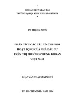 Phân tích các yếu tố chi phối hoạt động của nhà đầu tư trên thị trường chứng khoán việt nam