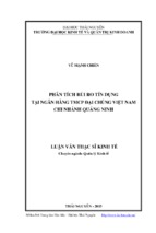 Phân tích rủi ro tín dụng tại ngân hàng thương mại cổ phần đại chúng việt nam chi nhánh quảng ninh