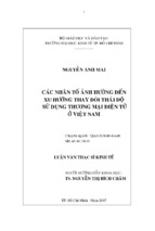 Luận văn thạc sỹ các nhân tố ảnh hưởng đến xu hướng thay đổi thái độ sử dụng thương mại điện tử ở việt nam ( www.sites.google.com/site/thuvientailieuvip )