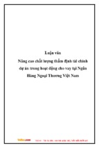 Luận văn tốt nghiệp nâng cao chất lượng thẩm định tài chính dự án trong hoạt động cho vay tại ngân hàng ngoại thương việt nam ( www.sites.google.com/site/thuvientailieuvip )