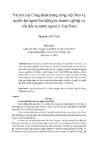 Vai trò của công đoàn trong công việc bảo vệ quyền lợi người lao động tại doanh nghiệp có vốn đầu tư nước ngoài ở việt nam