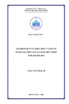 Giải pháp quản lý khai thác và bảo vệ nguồn lợi thủy sản tại đầm thủy triều tỉnh khánh hòa