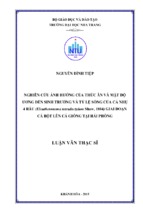 Nghiên cứu ảnh hưởng của thức ăn và mật độ ương đến sinh trưởng và tỉ lệ sống của cá nhụ 4 râu (eleutheronema tetradactylum shaw, 1804) giai đoạn cá bột lên cá giống tại hải phòng