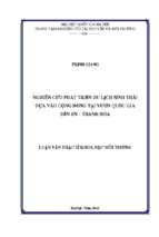 Nghiên cứu phát triển du lịch sinh thái dựa vào cộng đồng tại vườn quốc gia bến en   thanh hóa