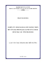 Nghiên cứu chỉ số đánh giá mức độ phát triển bền vững địa phương (lsi) tại một số xã thuộc huyện hậu lộc   tỉnh thanh hóa