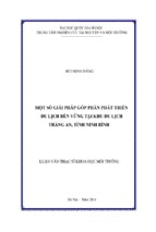 Một số giải pháp góp phần phát triển du lịch bền vững tại khu du lịch tràng an, tỉnh ninh bình