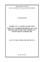 Nghiên cứu và đánh giá khả năng thích ứng với biến đổi khí hậu dựa vào hệ sinh thái ở việt nam nghiên cứu trường hợp ở tỉnh bến tre