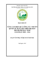 Nâng cao hiệu quả công tác chuyển quyền sử dụng đất trên địa bàn thành phố bắc ninh giai đoạn 2010 2014