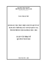đánh giá việc thực hiện chuyển quyền sử dụng đất trên địa bàn huyện quốc oai, thành phố hà nội giai đoạn 2010   2014