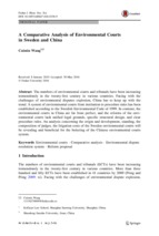 A comparative analysis of environmental courts in sweden and china