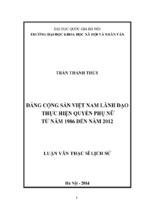 đảng cộng sản việt nam lãnh đạo thực hiện quyền của phụ nữ từ năm 1986 đến năm 2012