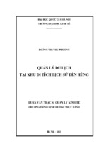 Quản lý du lịch tại khu di tích lịch sử đền hùng