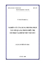 Nghiên cứu ứng dụng phương pháp tán sỏi qua da trong điều trị sỏi thận tại bệnh viện việt đức