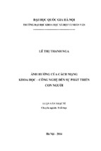 ảnh hưởng của cách mạng khoa học – công nghệ đến sự phát triển con người