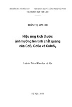 Hiệu ứng kích thước ảnh hưởng lên tính chất quang của cds, cdse và cuins2