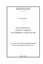 Quản trị nhân lực tại công ty tnhh mtv xuất nhập khẩu vàđầu tư hà nội