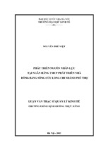 Phát triển nguồn nhân lực tại ngân hành tmcp phát triển nhà đồng bằng sông cửu long chi nhánh phú thọ