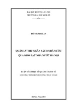 Quản lý thu ngân sách nhà nước qua kho bạc nhà nước hà nội