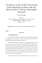 Việc nâng cao vai trò của quốc hội trong giám sát hoạt động ký kết, gia nhập và thực hiện điều ước quốc tế ở việt nam và kinh nghiệm nước ngoài
