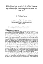 Pháp luật về quy hoạch đô thị ở việt nam và thực tiễn áp dụng tại thành phố vĩnh yên, tỉnh vĩnh phúc