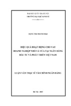 Hiệu quả hoạt động cho vay doanh nghiệp nhỏ và vừa tại ngân hàng đầu tư và phát triển việt nam