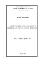 Nghiên cứu tiềm năng năng lượng từ chất thải rắn ở huyện chương mỹ, hà nội