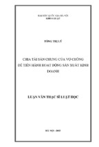 Chia tài sản chung của vợ chồng để tiến hành hoạt động sản xuất kinh doanh