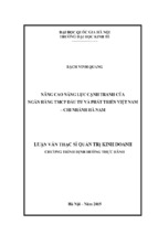 Nâng cao năng lực cạnh tranh của ngân hàng tmcp đầu tư vàphát triển việt nam   chi nhánh hà nam