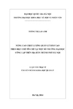 Nâng cao chất lượng quản lý đào tạo theo học chế tín chỉ tại một số trường đại học công lập trên địa bàn thành phố hà nội