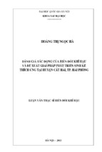 đánh giá tác động của biến đổi khí hậu và đề xuất giải pháp phát triển sinh kế thích ứng tại huyện cát hải, tp. hải phòng
