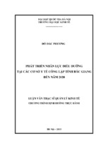 Phát triển nhân lực điều dưỡng tại các cơ sở y tế công lập tỉnh bắc giang đến năm 2020