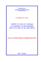 Nghiên cứu năng lực lãnh đạo của giám đốc các doanh nghiệp nhỏ và vừa khu vực bắc miền trung